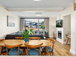Stylish open plan lounge and dining area in KnysnaQuays 4 luxury holiday apartment